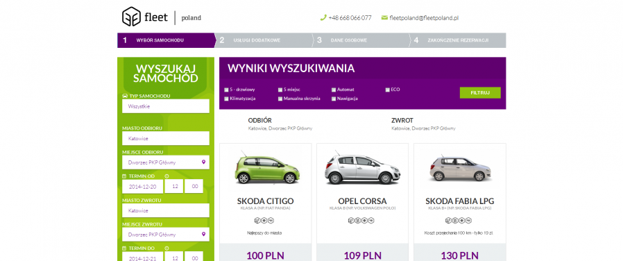 Fleetpoland - lista samochodów